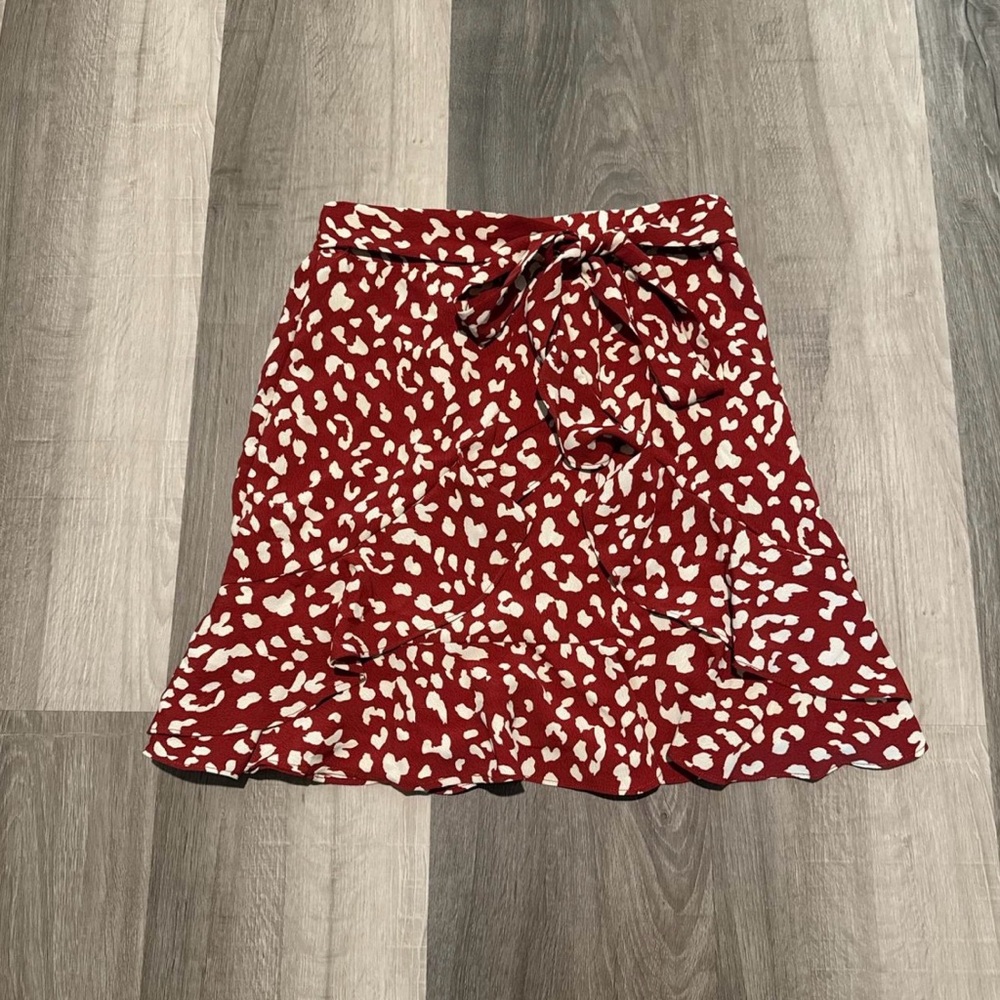 Princess Polly Red and White Patterned Mini Skirt